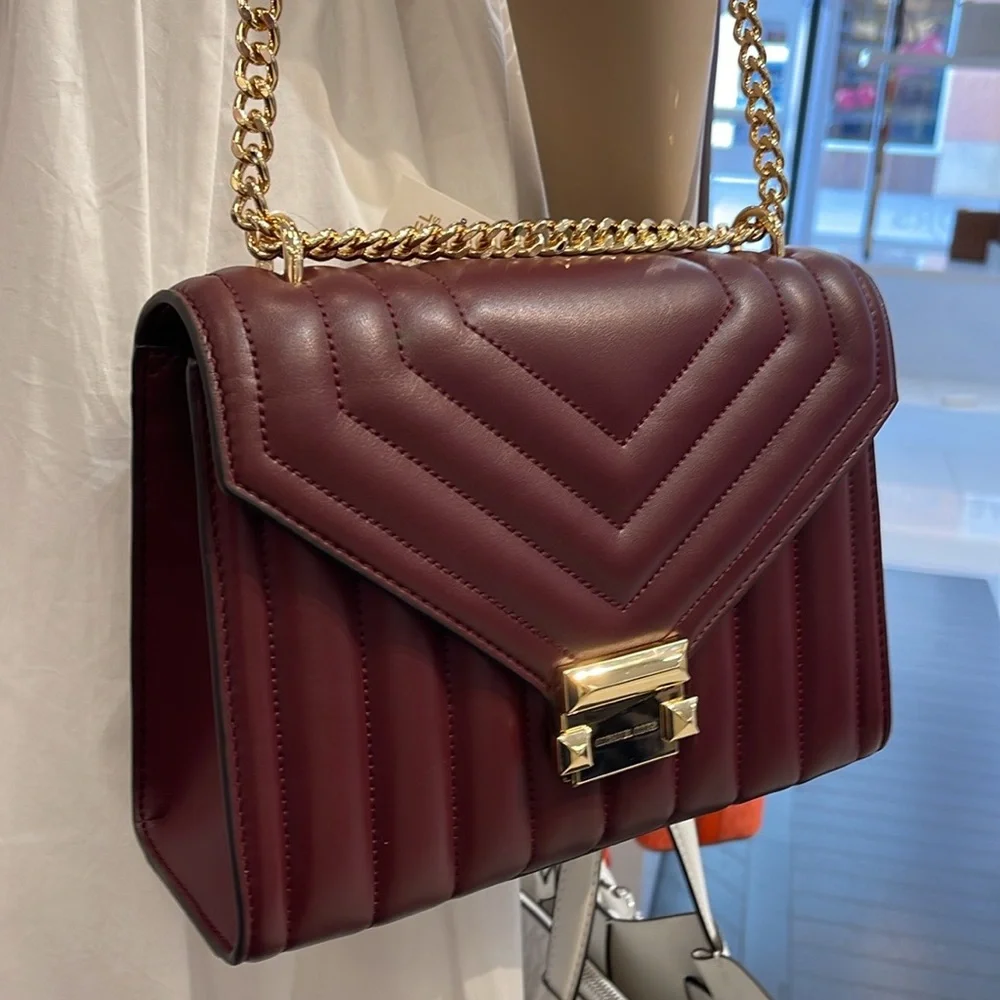 Michael Kors Burgundy Quilted Shoulder Bag - Picture 6 of 16
